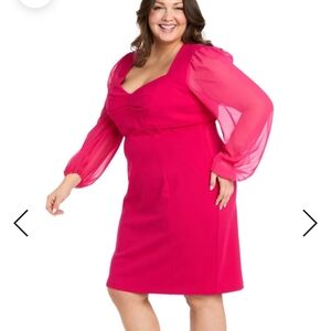 R&M Richards Short Cocktail Sheath Dress Sz 12 Bell Mesh Sleeve Cocktail